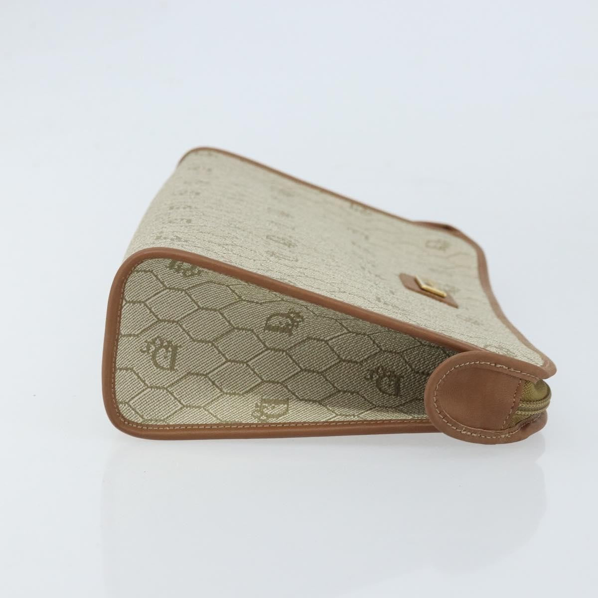 Christian Dior Vintage Honeycomb Zip Canvas And Leather Beige Canvas Clutche & Pouche Bag (Pre-Owned)