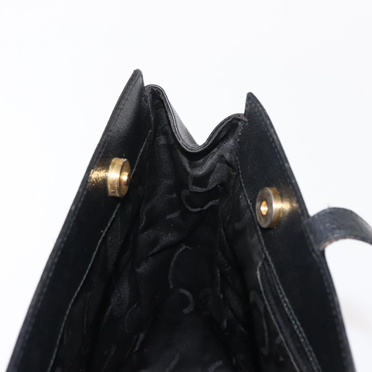 Salvatore Ferragamo Gancini Tote Leather Black Leather Tote Bag Bag (Pre-Owned)