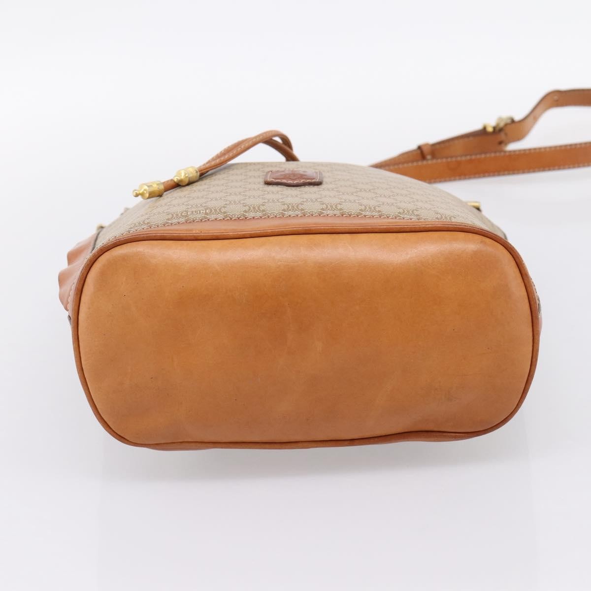 Celine Macadam Leather Beige Canvas Shoulder Bag Bag (Pre-Owned)