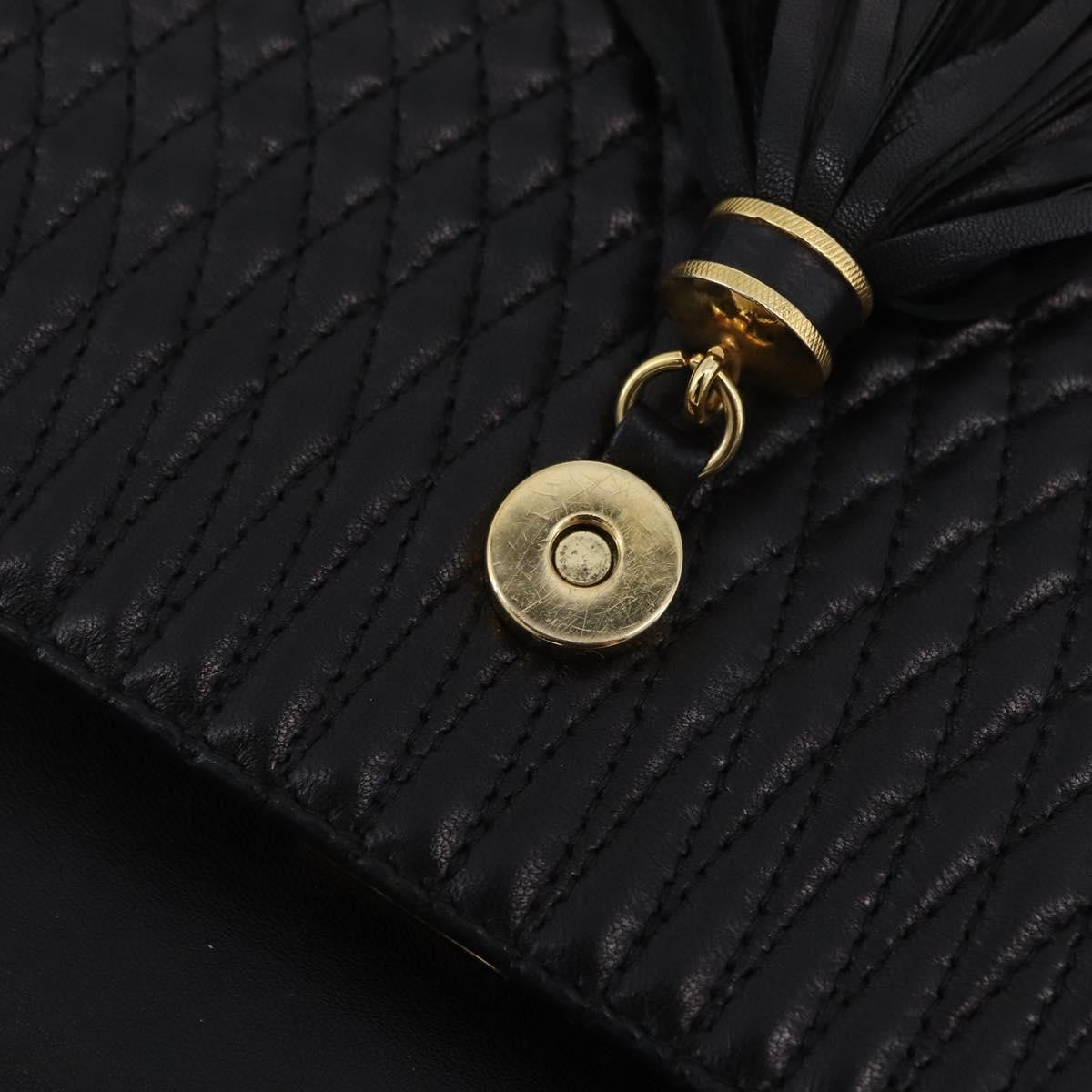 Bally Vintage Chain Quilted Leather Black Leather Shoulder Bag Bag (Pre-Owned)