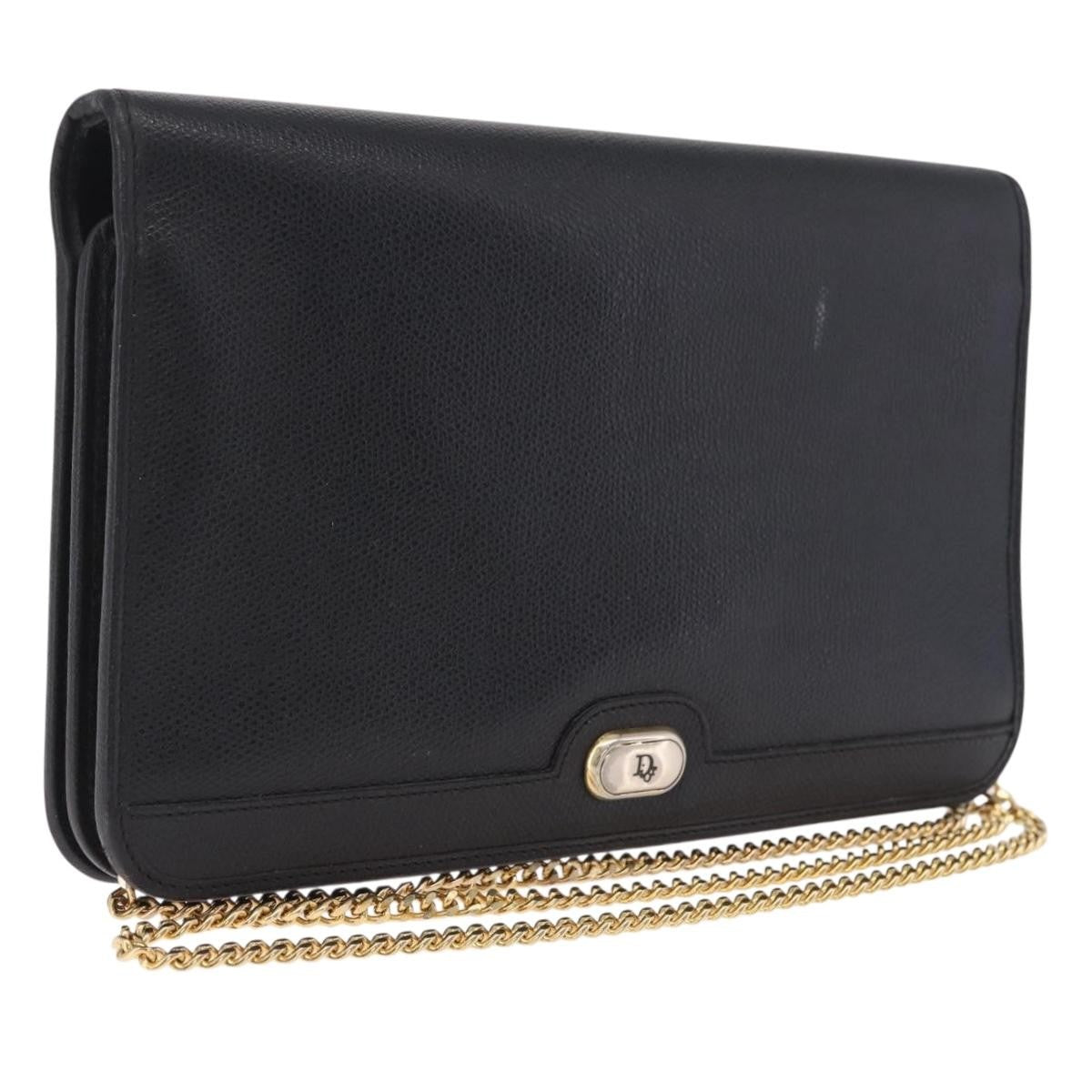 Christian Dior Vintage Honeycomb Canvas Black Leather Shoulder Bag Bag (Pre-Owned)