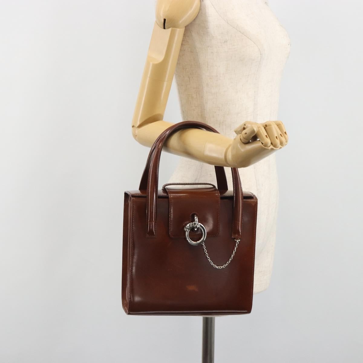 Cartier Panthère Leather Brown Patent_Leather Handbag (Pre-Owned)