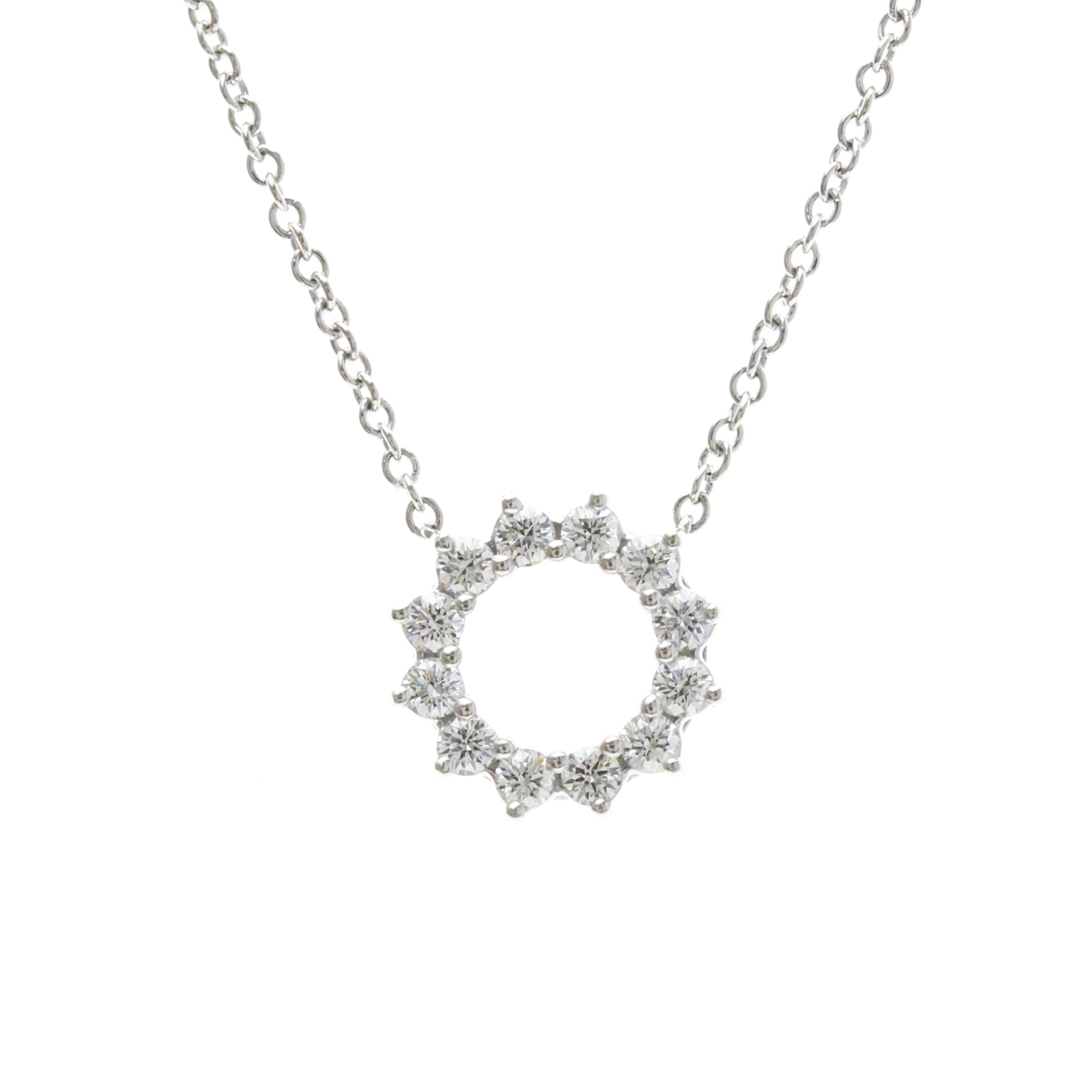 Tiffany & Co. Open Circle Pendant Platinum With Diamonds Silver Platinum Necklace Jewelry (Pre-Owned)