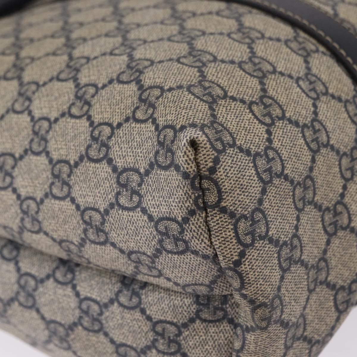 Gucci Open Tote Gg Canvas And Leather Navy Canvas Handbag (Pre-Owned)