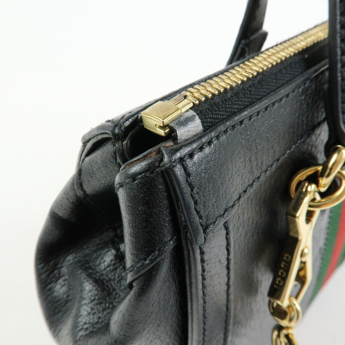 Gucci Ophidia Top Handle Leather Black Leather Tote Bag Bag (Pre-Owned)