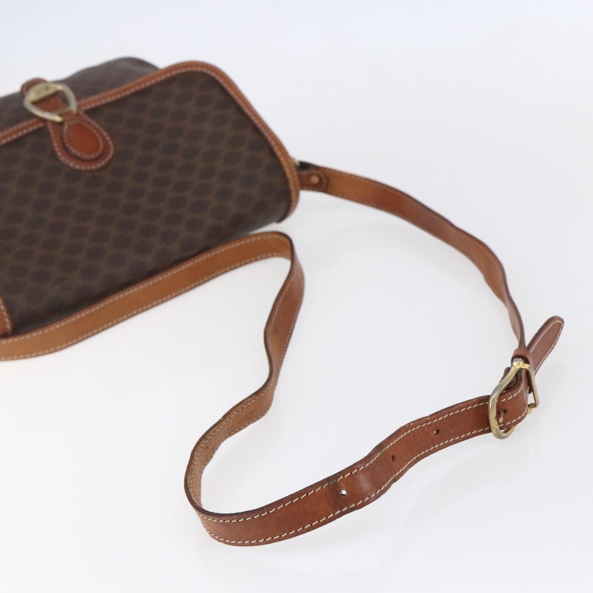 Celine Vintage Macadam Canvas And Leather Brown Canvas Shoulder Bag Bag (Pre-Owned)