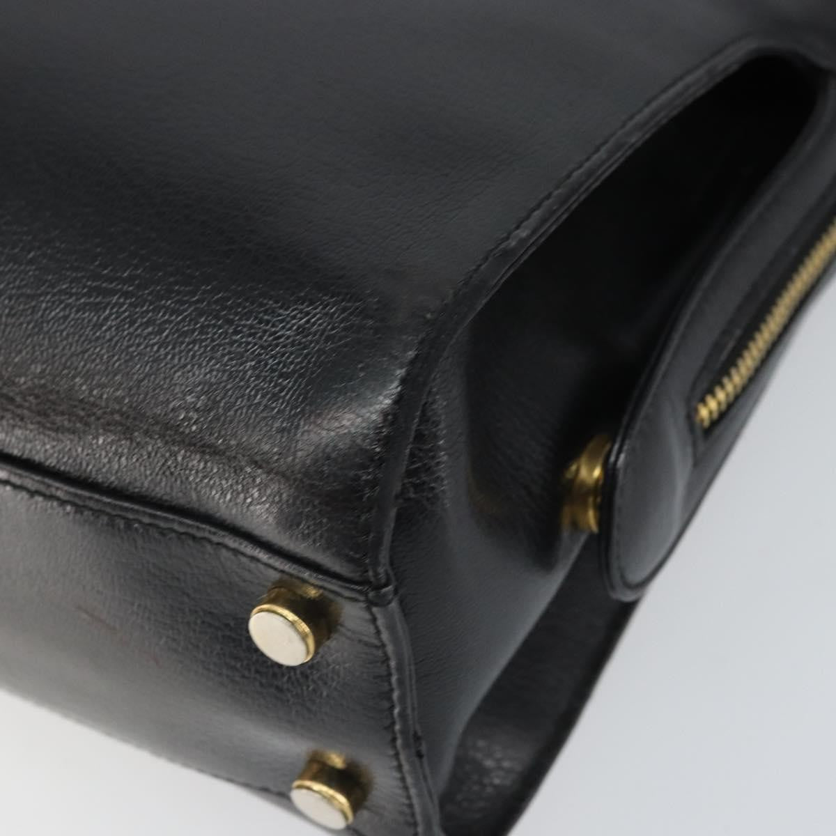 Salvatore Ferragamo Gancini Leather Black Leather Shoulder Bag Bag (Pre-Owned)