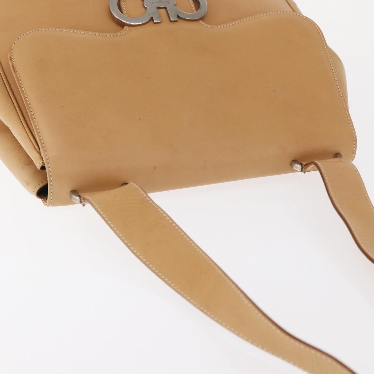 Salvatore Ferragamo Gancini Leather Beige Leather Shoulder Bag Bag (Pre-Owned)
