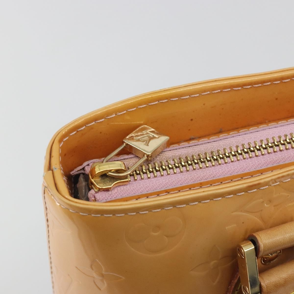 Louis Vuitton Houston Monogram Vernis Beige Patent_Leather Handbag (Pre-Owned)