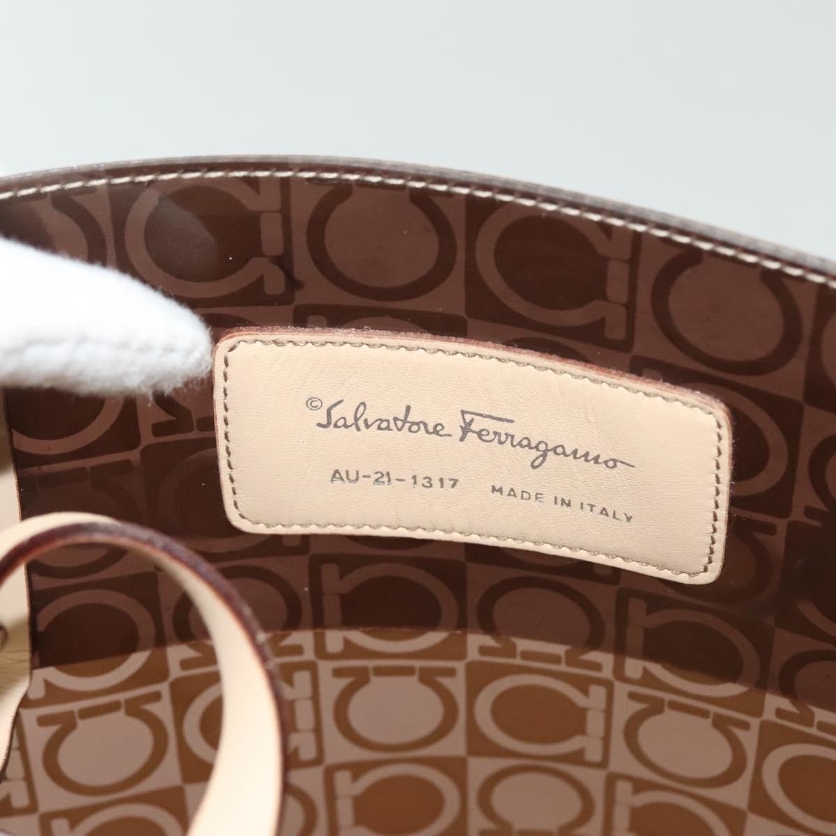 Salvatore Ferragamo Gancini Tote Vinyl Brown Plastic Tote Bag Bag (Pre-Owned)