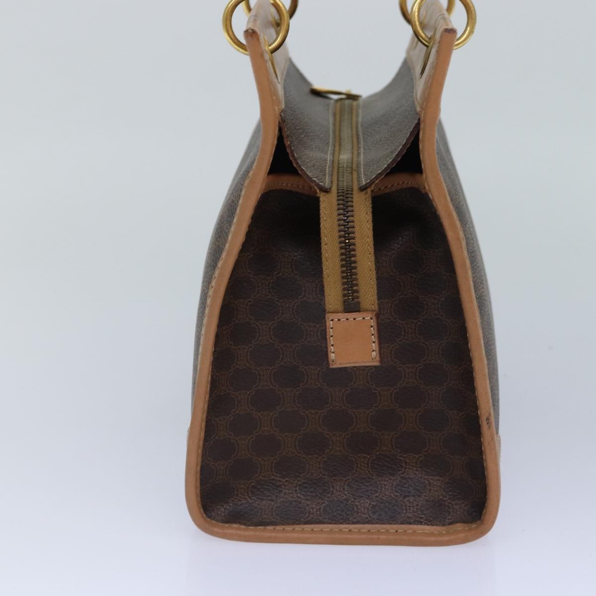 Celine Vintage Macadam Canvas And Leather Brown Canvas Handbag (Pre-Owned)