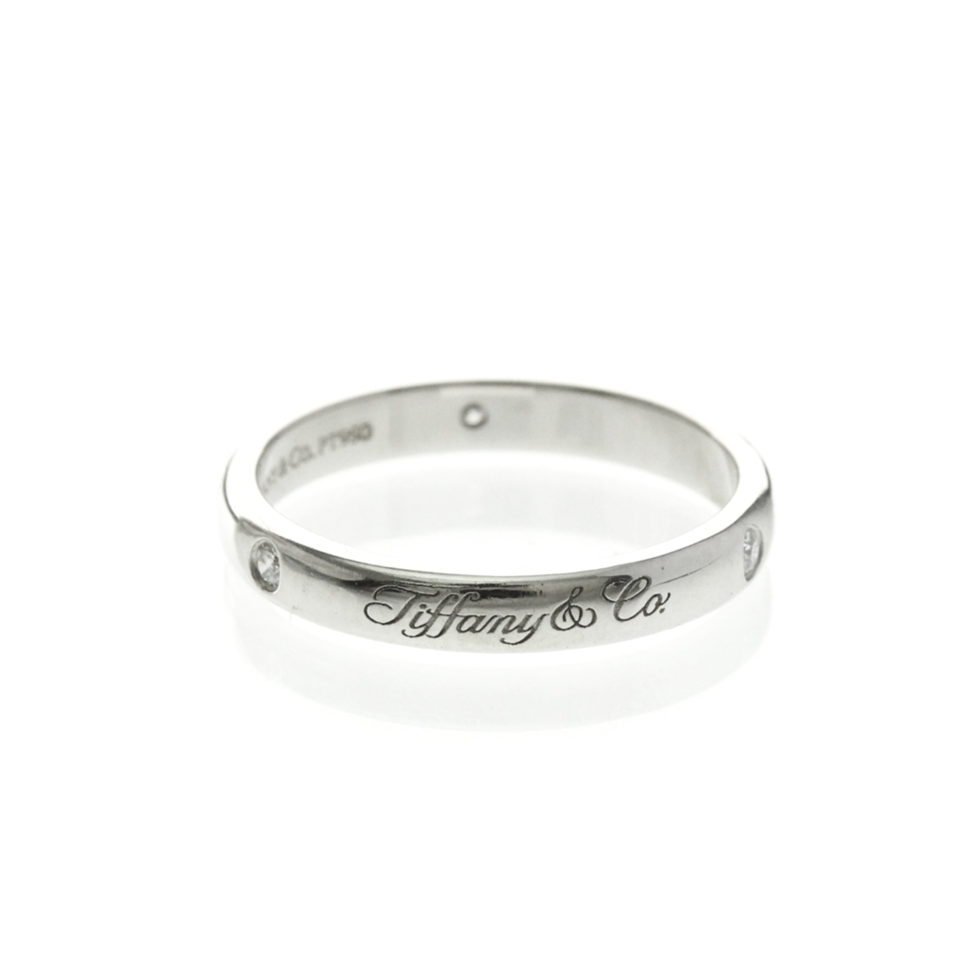 Tiffany & Co. Notes Wedding Band Platinum With Diamonds Silver Platinum Ring Jewelry (Pre-Owned)