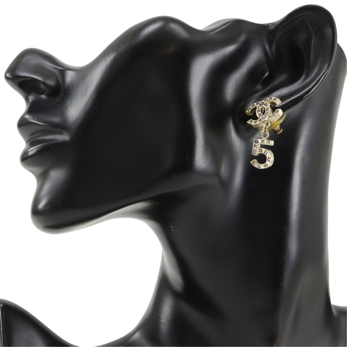 Chanel No.5 Cc Chain Drop Metal And Enamel Gold Gold_Plated Earrings Jewelry (Pre-Owned)