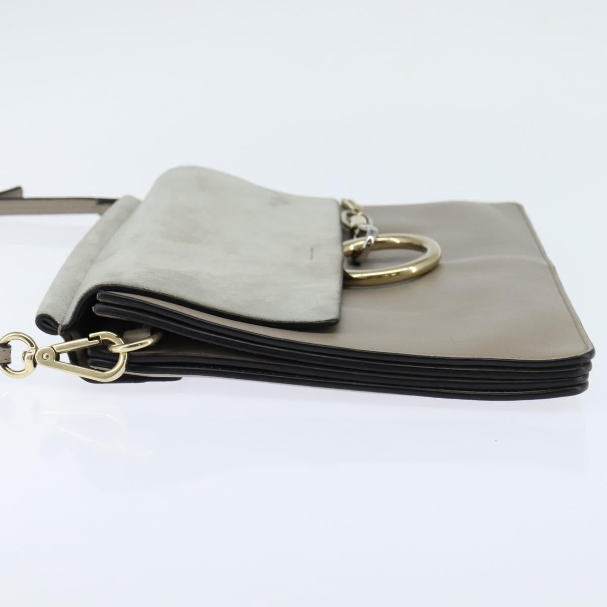 Chloe Faye Leather And Suede Gray Leather Shoulder Bag Bag (Pre-Owned)