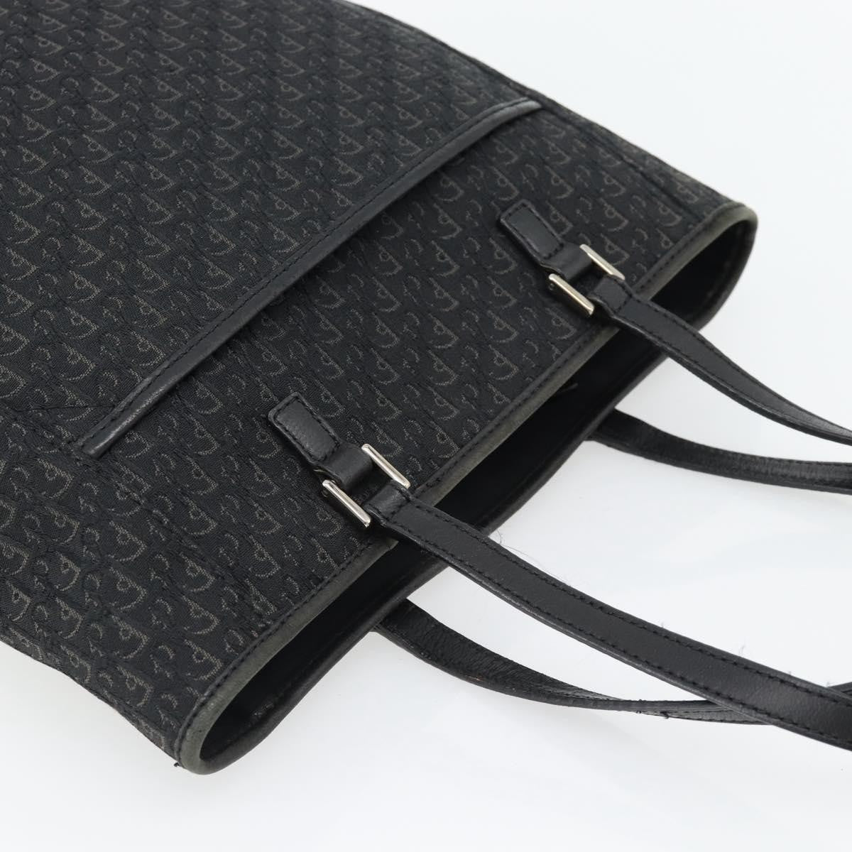 Christian Dior Vintage Open Pocket Diorissimo Canvas Black Canvas Tote Bag Bag (Pre-Owned)