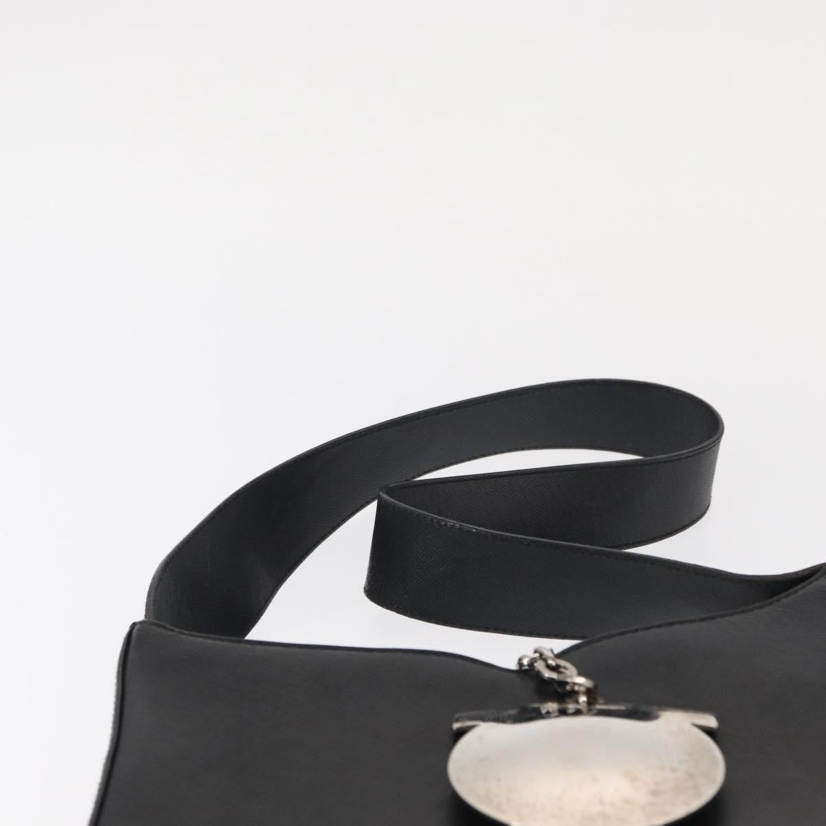 Salvatore Ferragamo Gancini Leather Black Leather Shoulder Bag Bag (Pre-Owned)