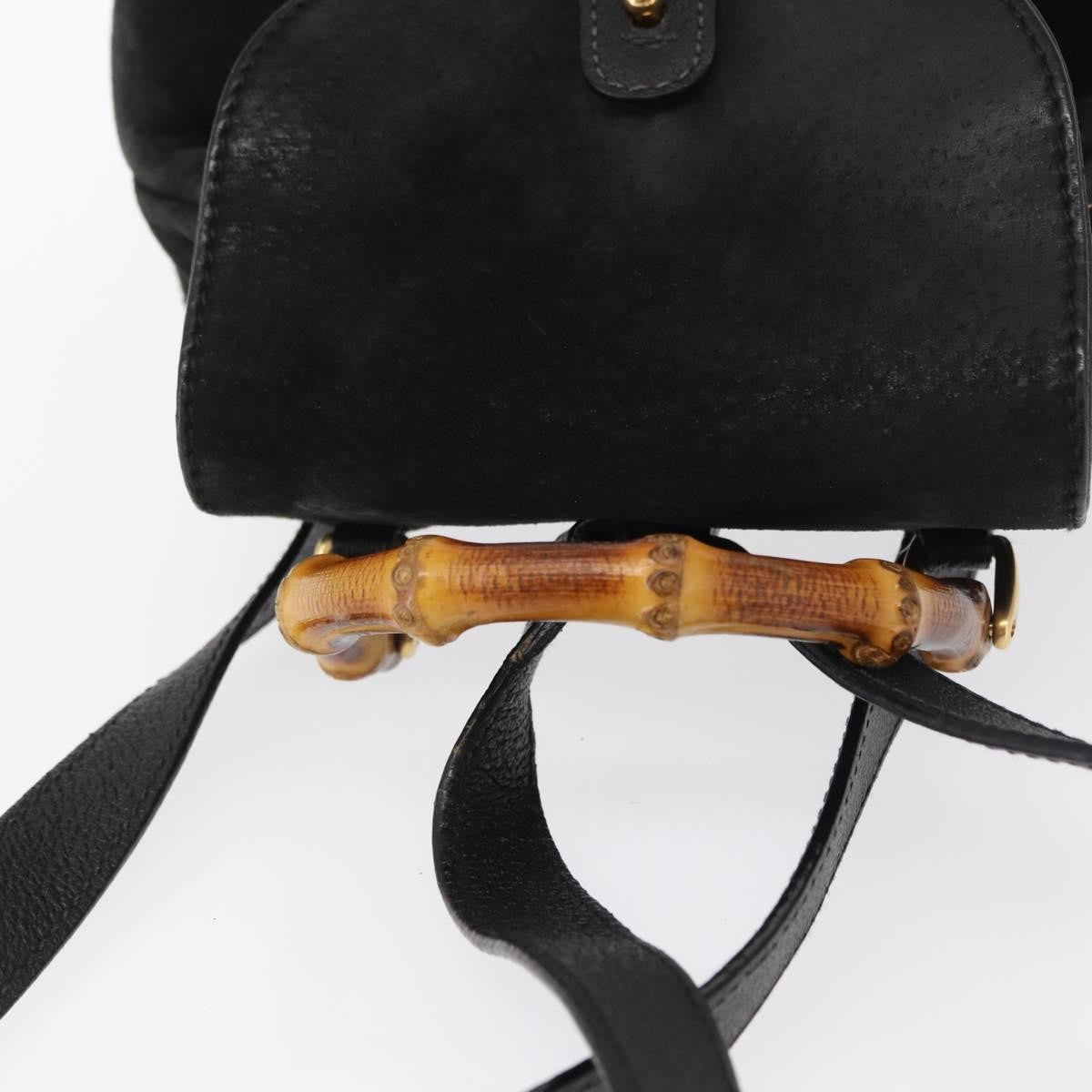 Gucci Vintage Bamboo Suede Black Suede Backpack Bag (Pre-Owned)
