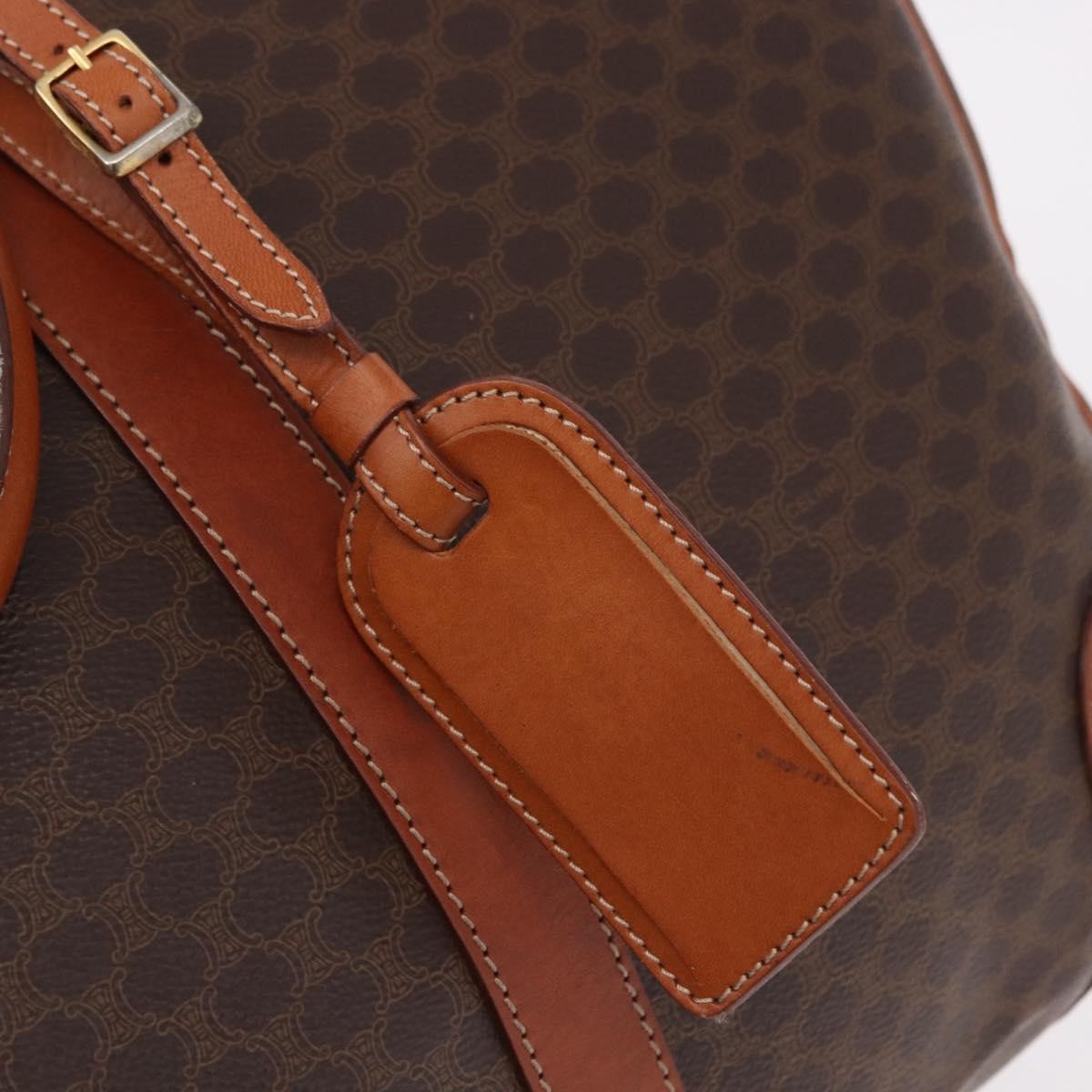 Celine Vintage Duffle Macadam Coated Canvas Brown Canvas Handbag (Pre-Owned)