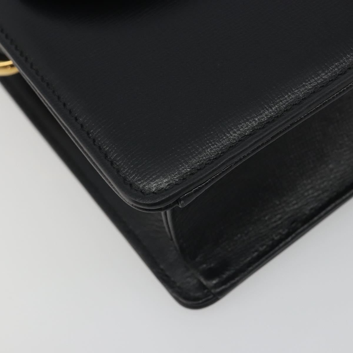 Gucci Gg Ring Leather Black Leather Shoulder Bag Bag (Pre-Owned)