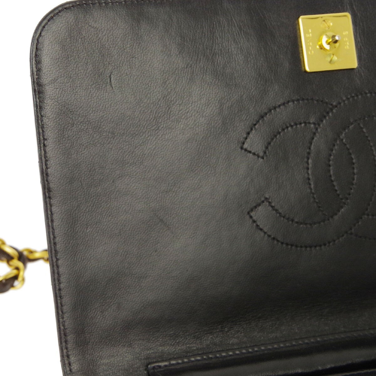 Chanel Vintage Classic Single Flap Quilted Lambskin Black Leather Shoulder Bag Bag (Pre-Owned)