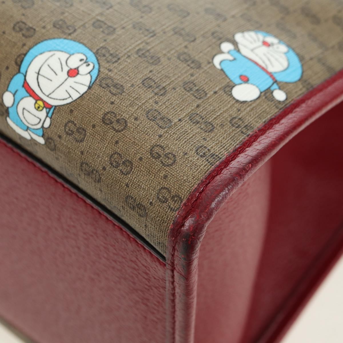 Gucci Doraemon Tote Printed Mini Gg Coated Canvas Beige Canvas Tote Bag Bag (Pre-Owned)
