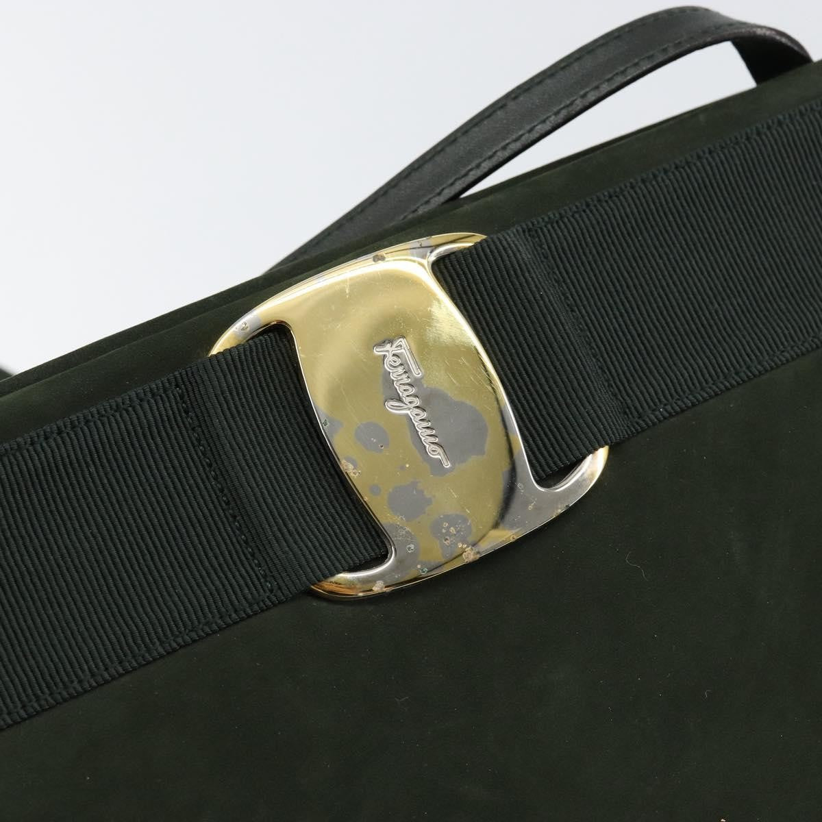 Salvatore Ferragamo Vala Suede Khaki Suede Shoulder Bag Bag (Pre-Owned)