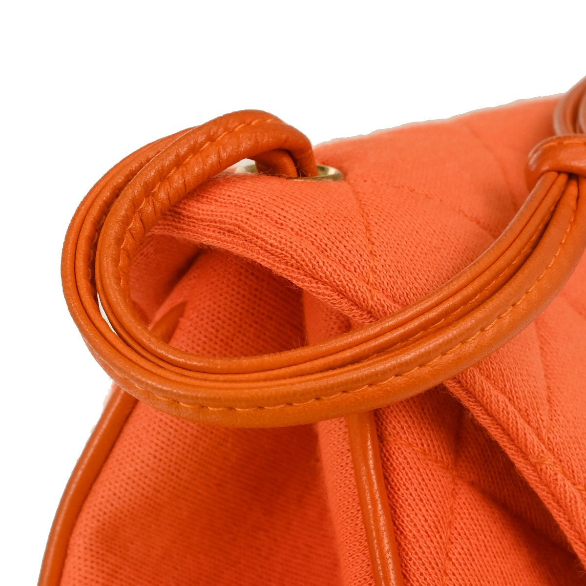 Chanel Shopping Quilted Knit Pluto Glitter Orange Cloth Handbag (Pre-Owned)