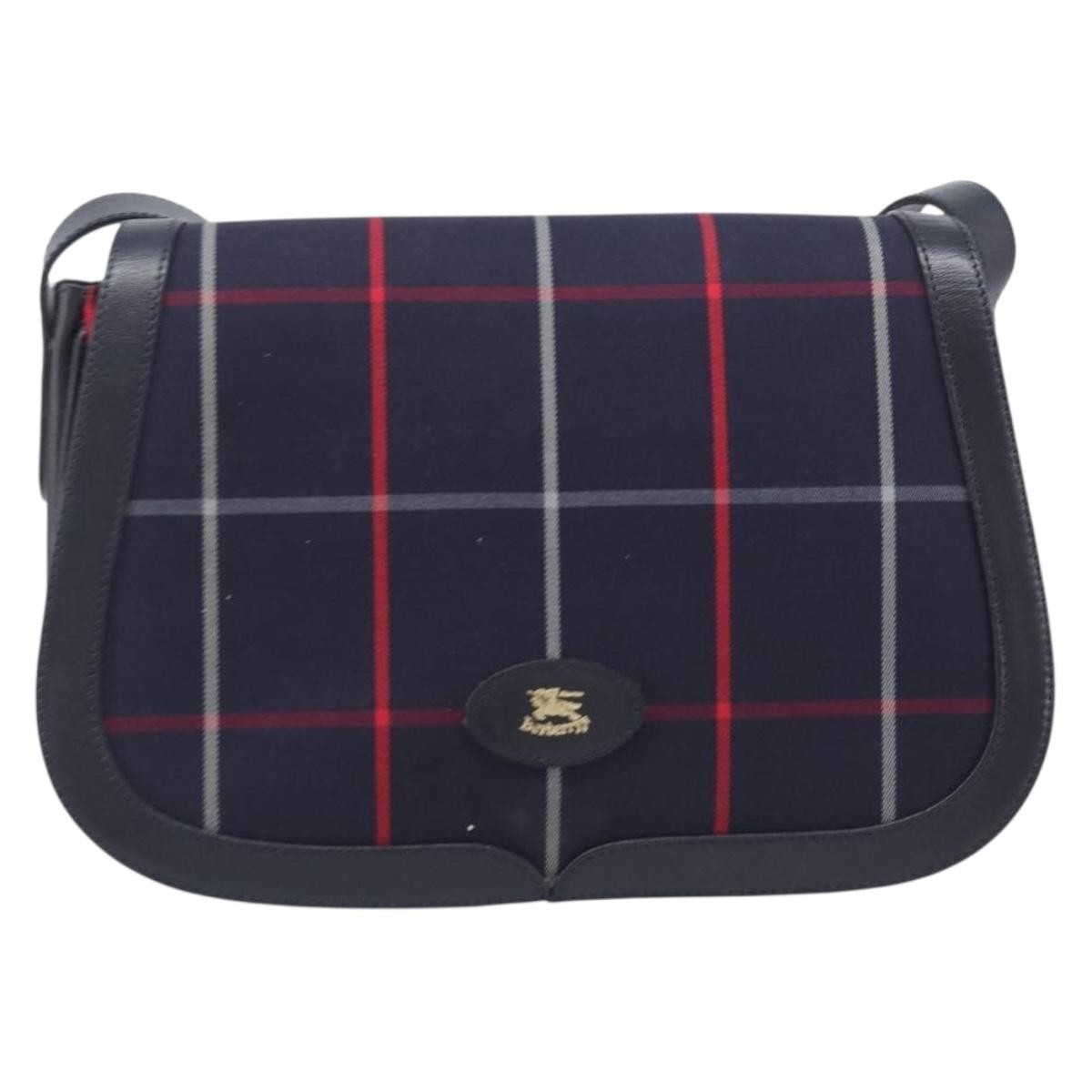 Burberry Nova Check Shoulder Bag Canvas Navy Canvas Shoulder Bag Bag (Pre-Owned)