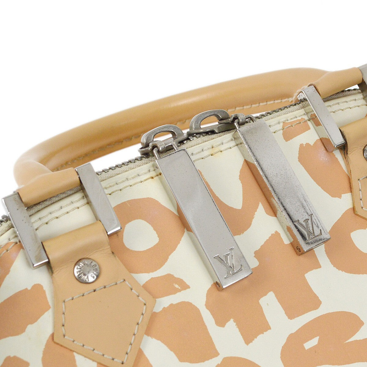 Louis Vuitton Alma Limited Edition Graffiti Leather Beige Leather Handbag (Pre-Owned)
