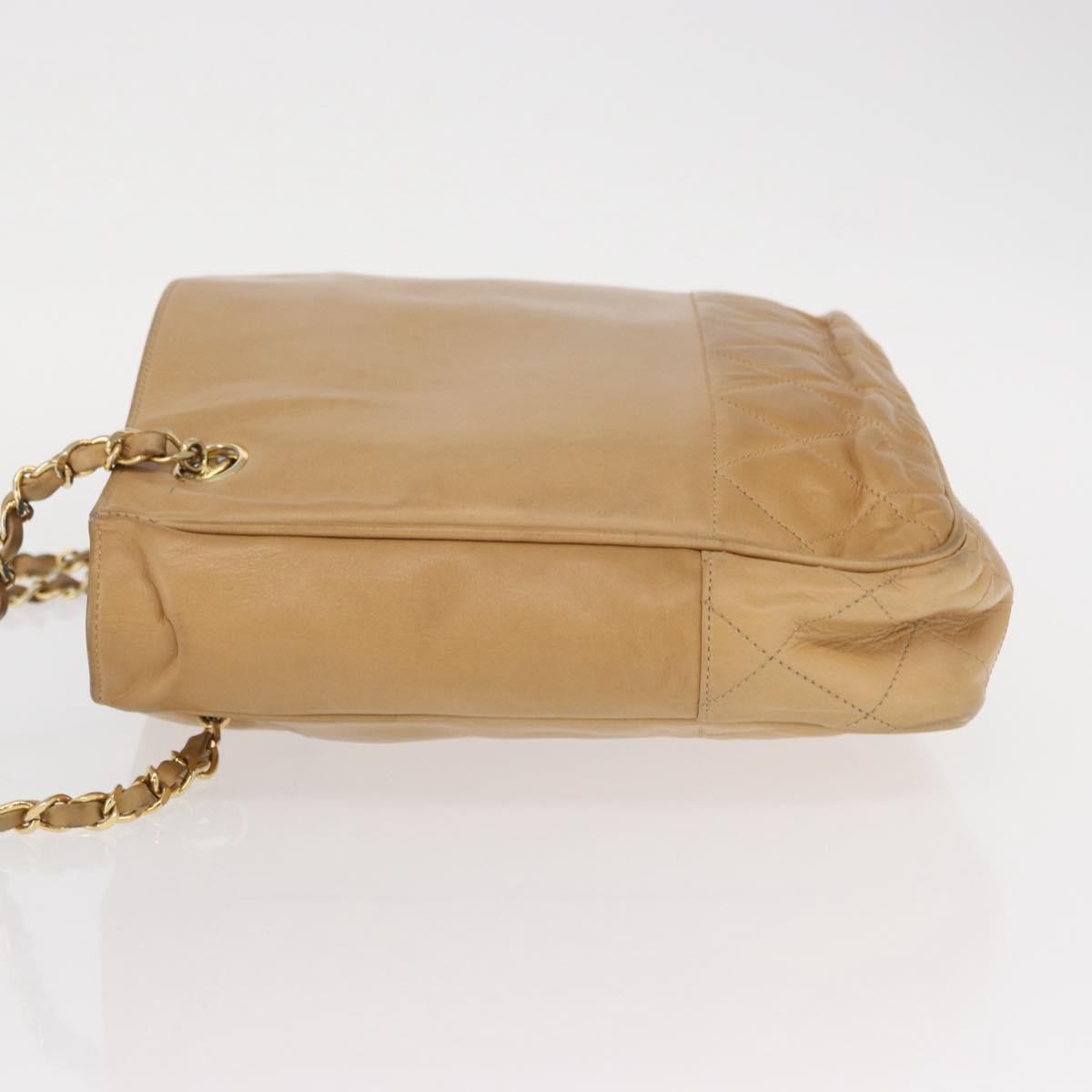Chanel Vintage Shopping Tote Lambskin Beige Leather Tote Bag Bag (Pre-Owned)