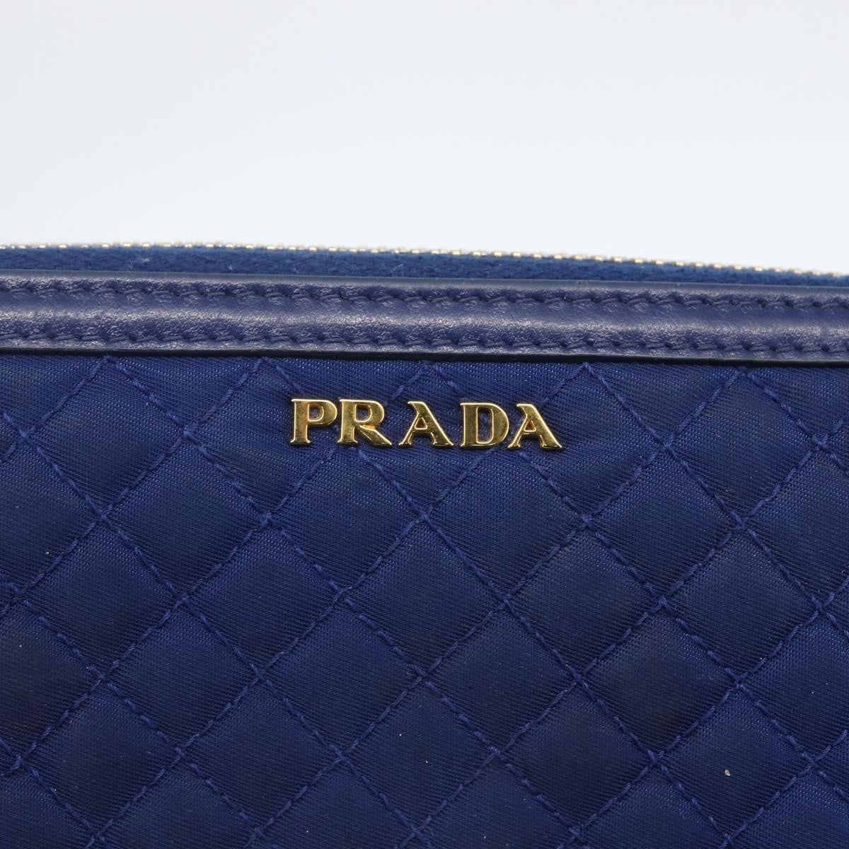 Prada Zip Around Organizer Saffiano Leather With Applique Blue Leather Wallets Accessory (Pre-Owned)