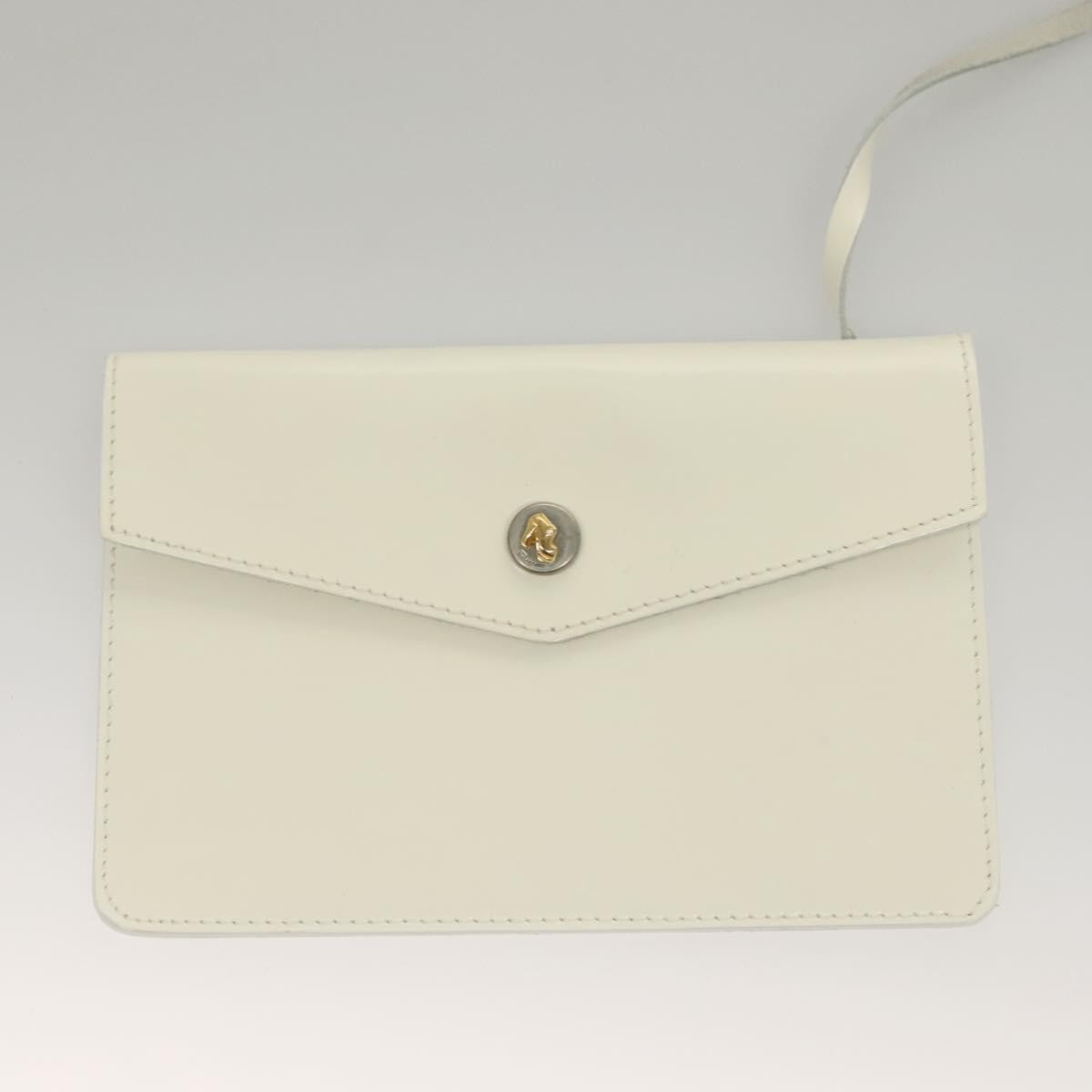 Salvatore Ferragamo Vintage Patent Leather White Patent_Leather Handbag (Pre-Owned)
