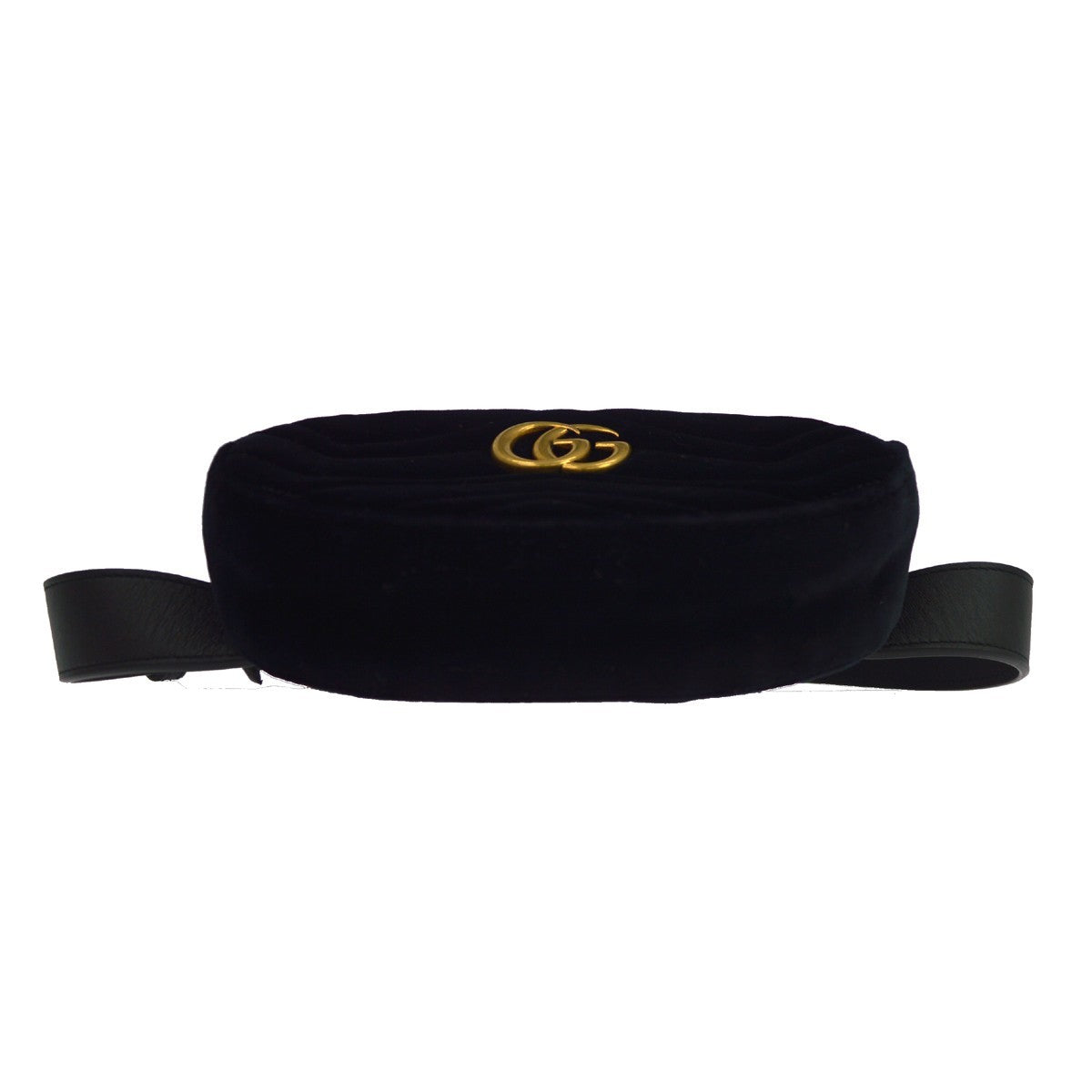 Gucci Gg Marmont Belt Embellished Matelasse Velvet Black Velvet Handbag (Pre-Owned)