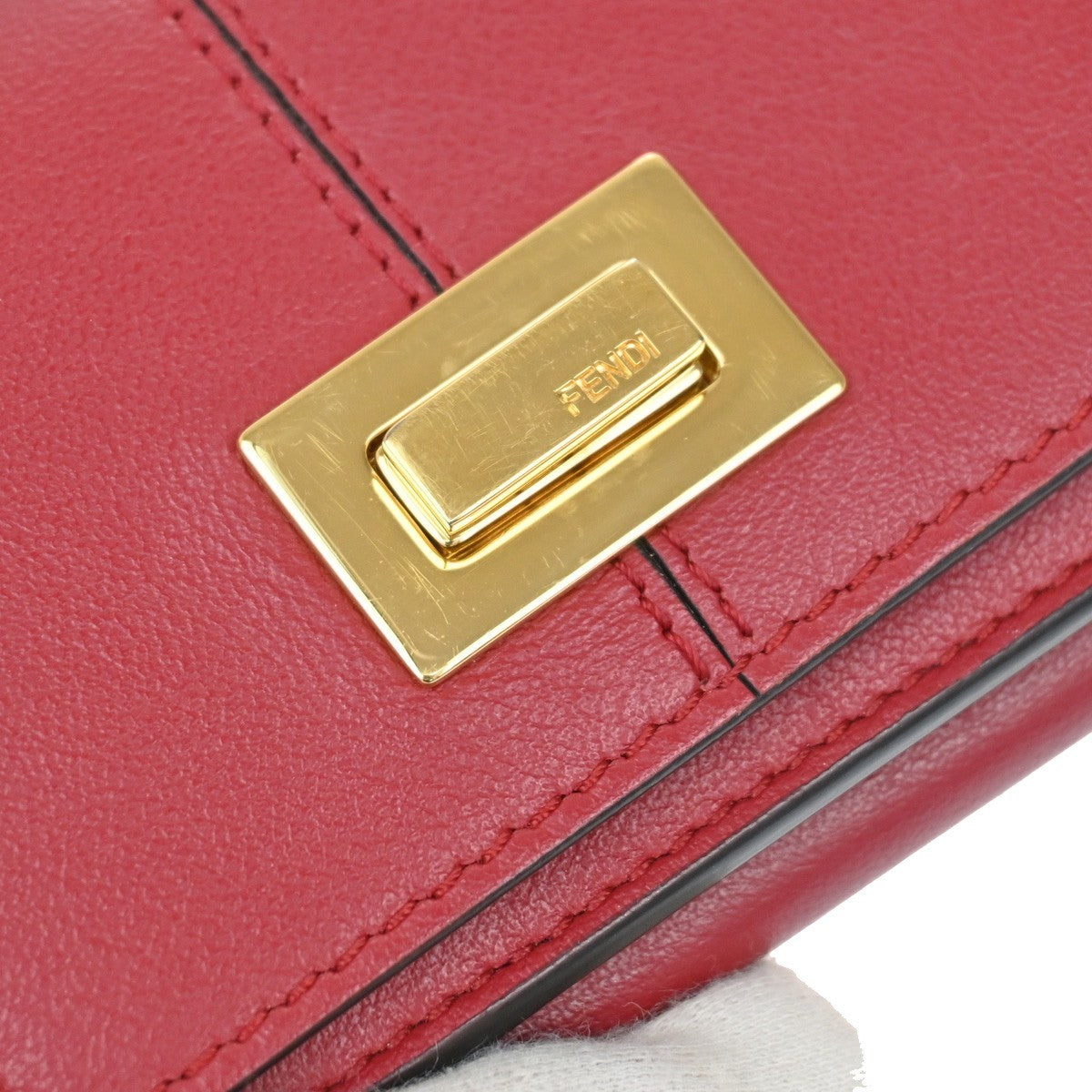 Fendi Peekaboo Leather Red Leather Wallets Accessory (Pre-Owned)