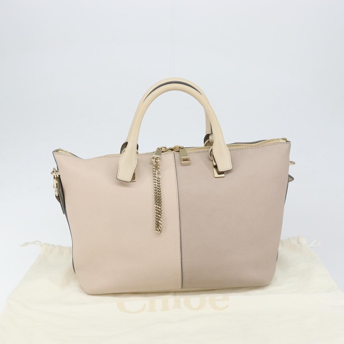 Chloe Bicolor Baylee Satchel Leather Gray Leather Handbag (Pre-Owned)