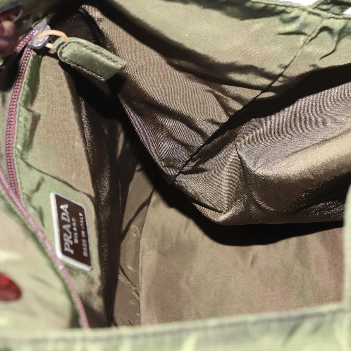 Prada Resin Handle Tote Tessuto Khaki Nylon Tote Bag Bag (Pre-Owned)