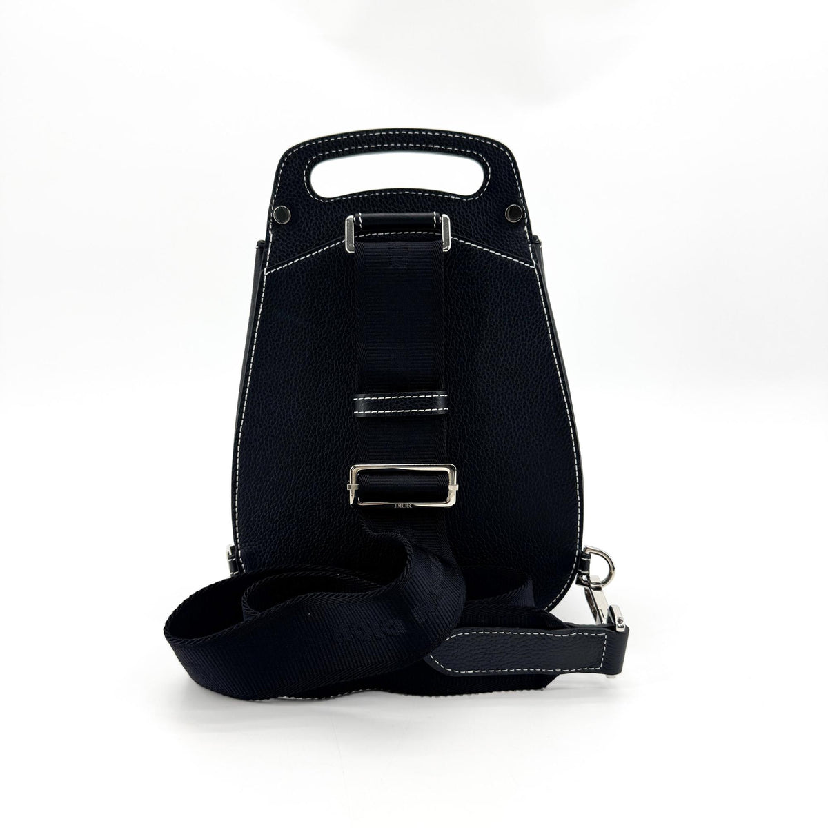 Christian Dior Saddle Leather Black Calfskin Backpack Bag (Pre-Owned)