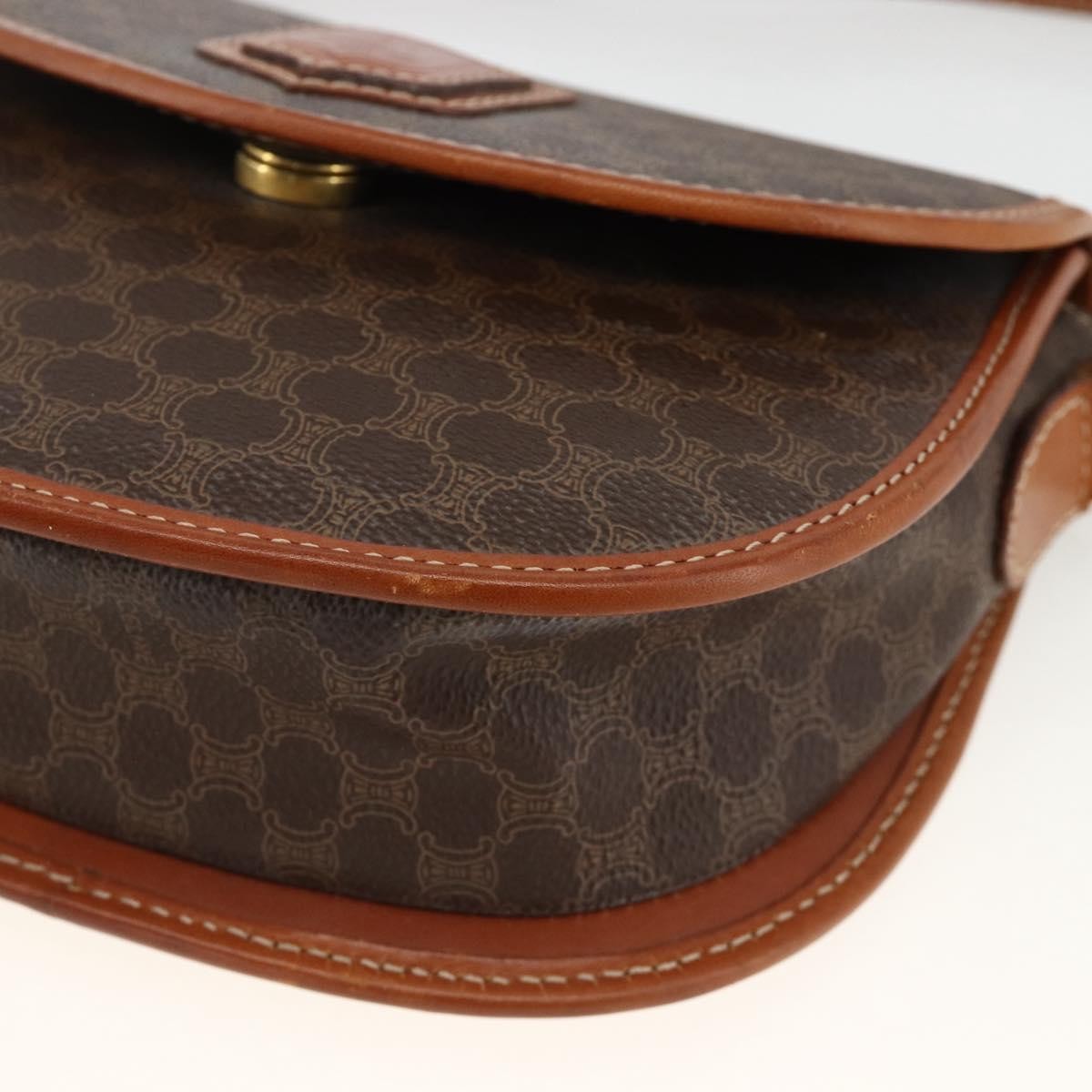 Celine Vintage Macadam Canvas And Leather Brown Canvas Shoulder Bag Bag (Pre-Owned)