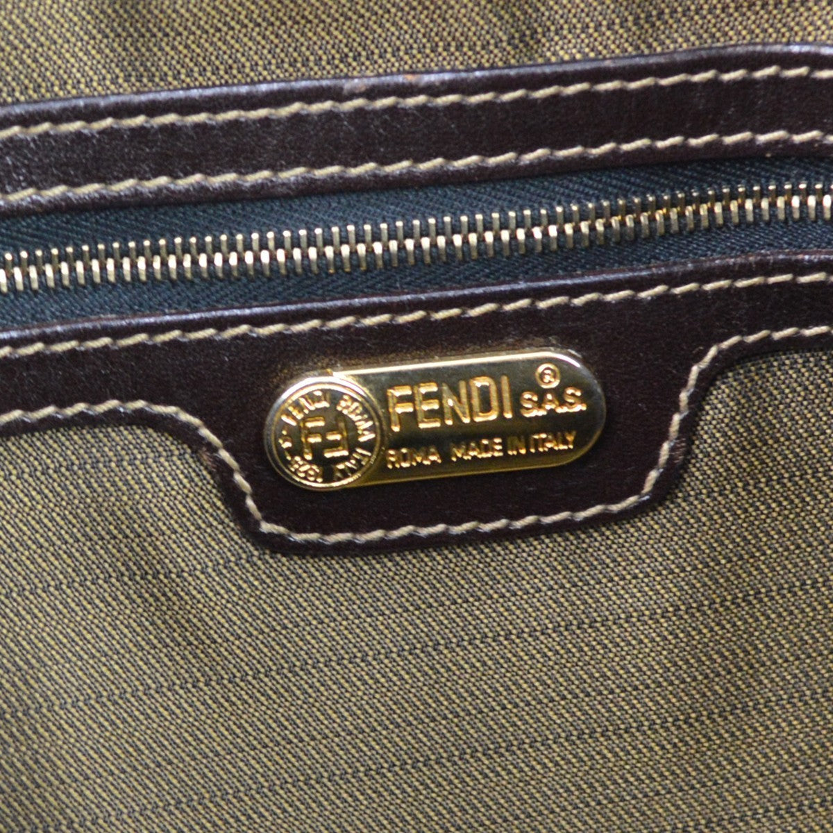 Fendi Zucca Tote Canvas Brown Canvas Handbag (Pre-Owned)