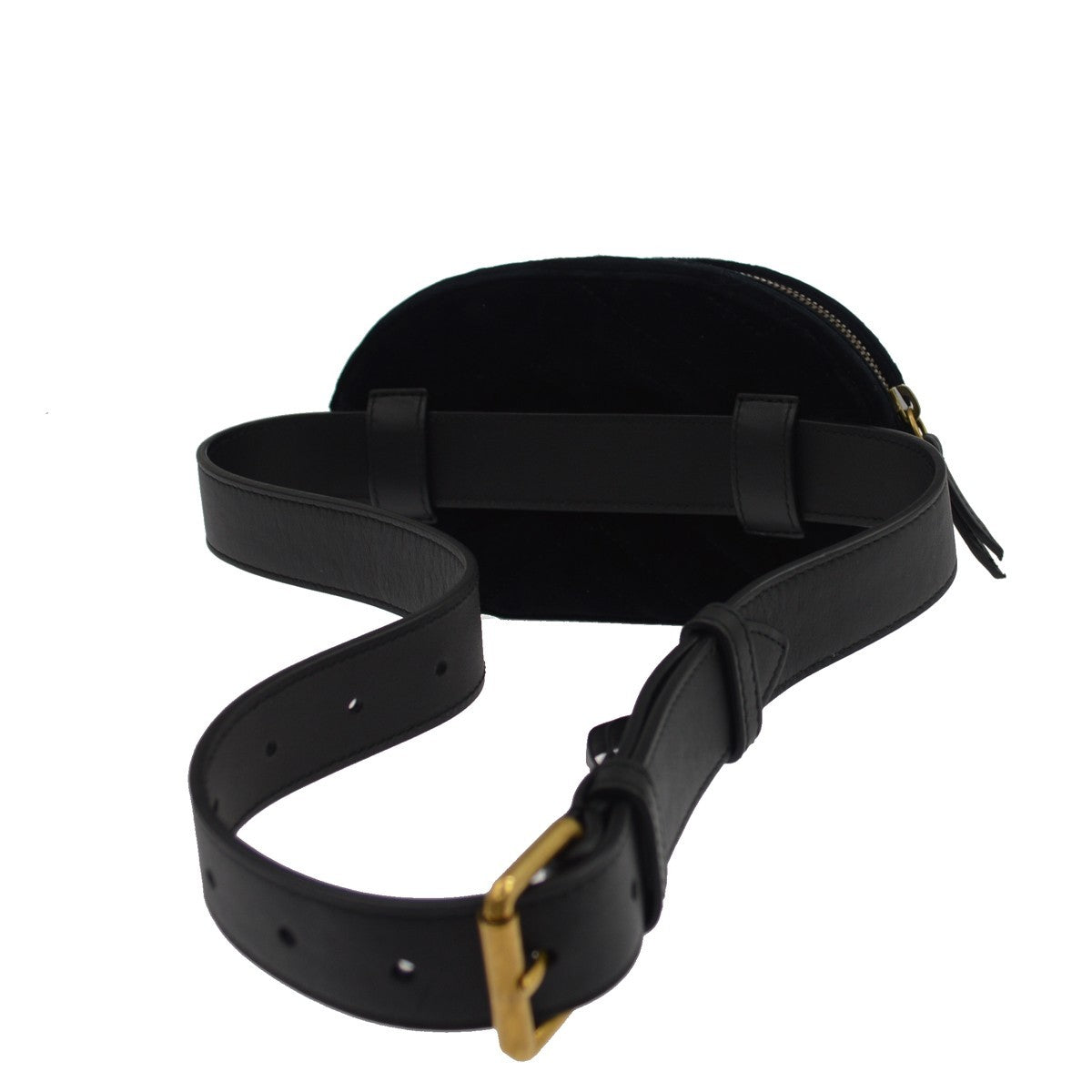 Gucci Gg Marmont Belt Embellished Matelasse Velvet Black Velvet Handbag (Pre-Owned)