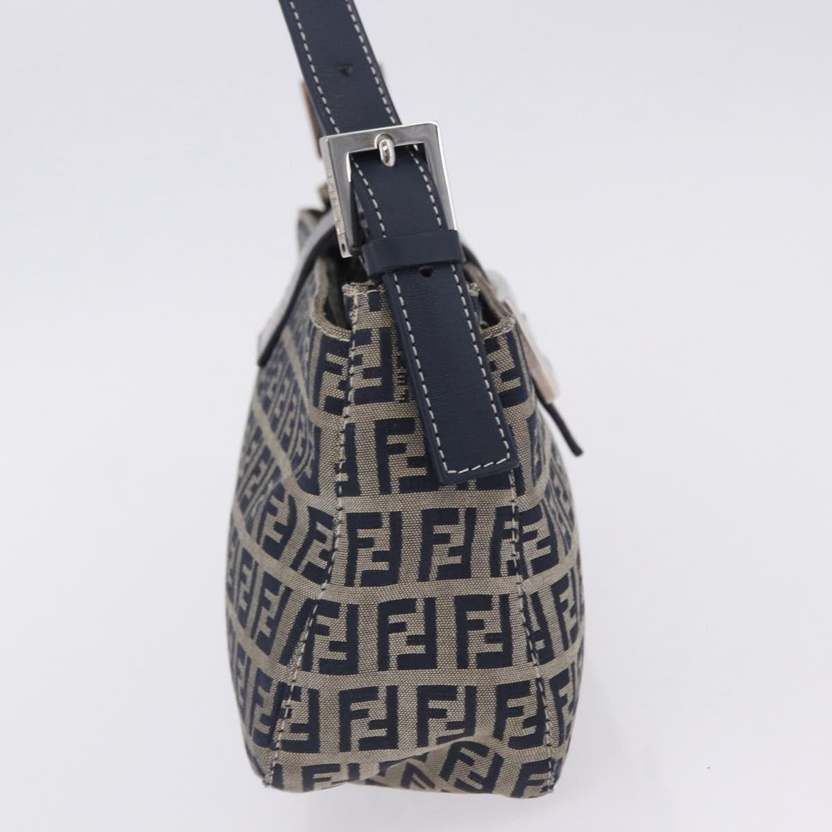 Fendi Baguette Zucca Canvas Navy Canvas Handbag (Pre-Owned)
