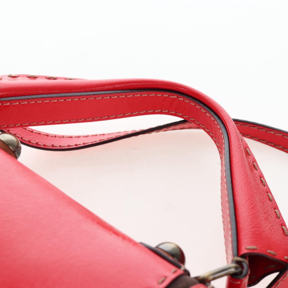 Fendi Secret Code F3 Convertible Satchel Textured Leather Red Leather Handbag (Pre-Owned)