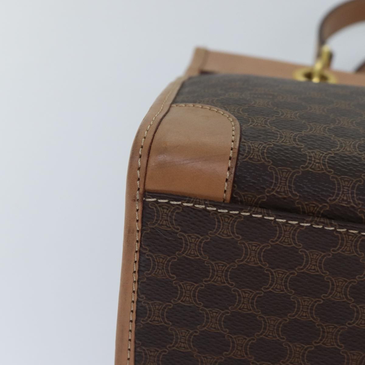 Celine Vintage Macadam Canvas And Leather Brown Canvas Handbag (Pre-Owned)