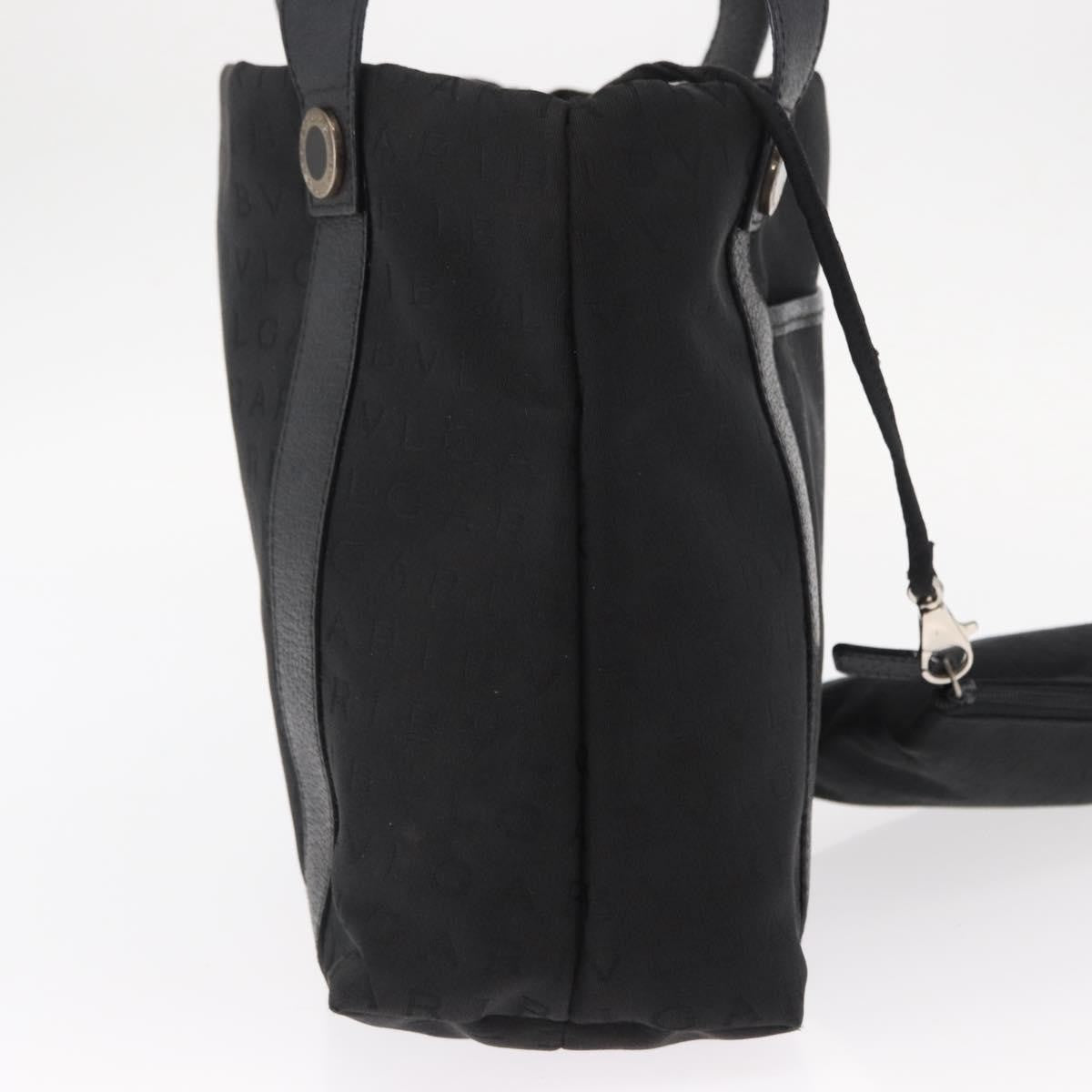 Bvlgari Logomania Canvas Black Canvas Tote Bag Bag (Pre-Owned)