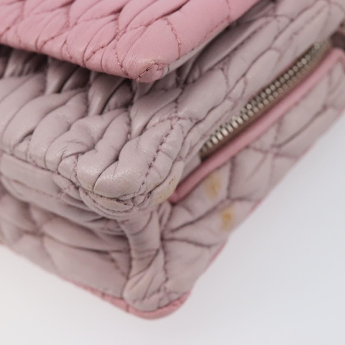 Miu Miu Crystal 2Way Matelasse Leather Pink Leather Clutche & Pouche Bag (Pre-Owned)