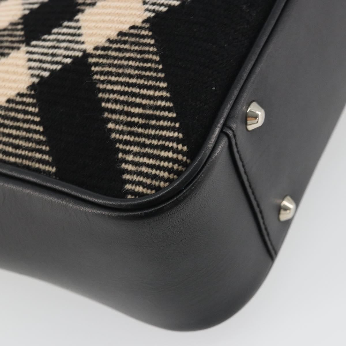 Burberry Nova Check Wool Black Wool Handbag (Pre-Owned)