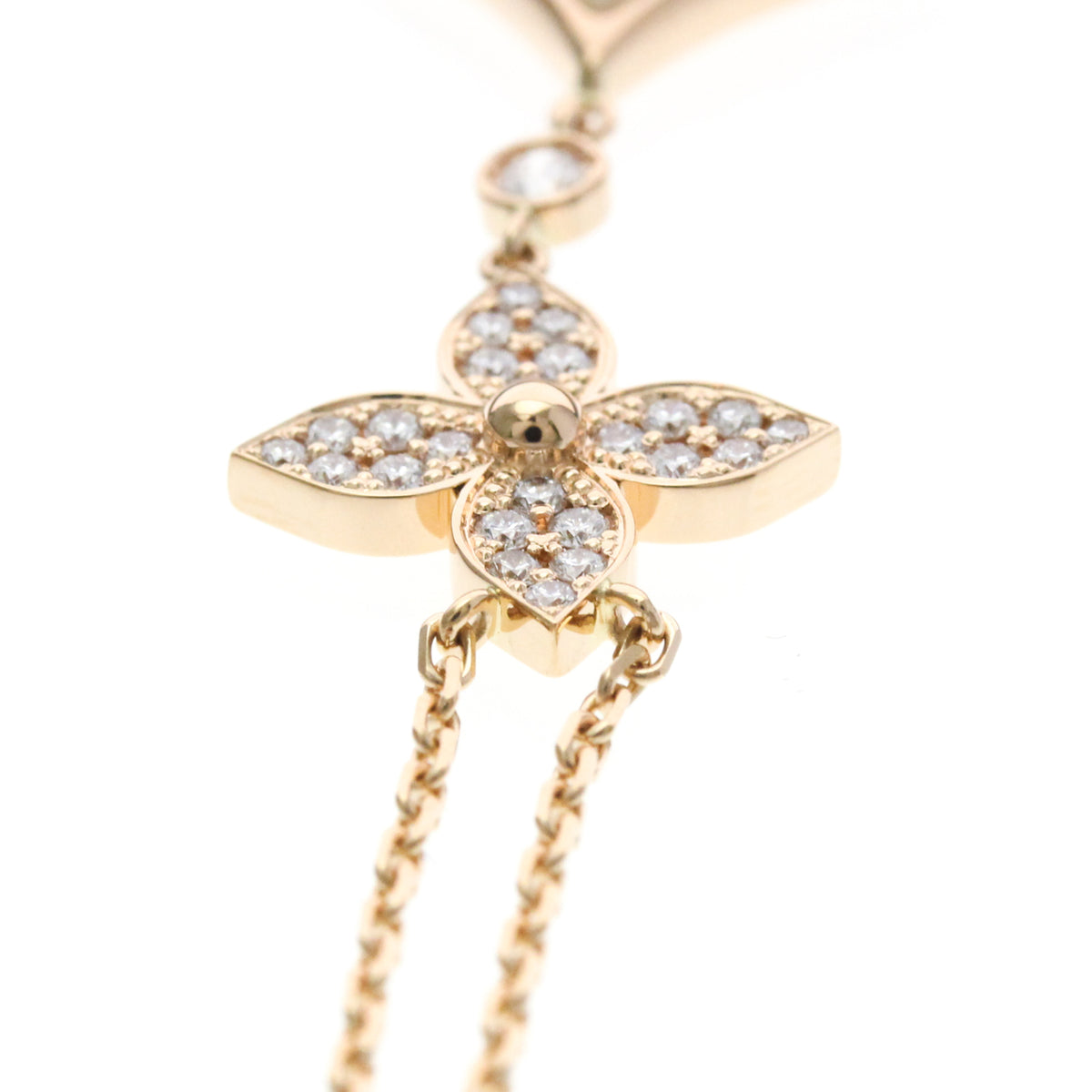 Louis Vuitton Color Blossom Lariat 18K Rose Gold With Mother Of Pearl And Diamond Gold Pink_Gold Necklace Jewelry (Pre-Owned)