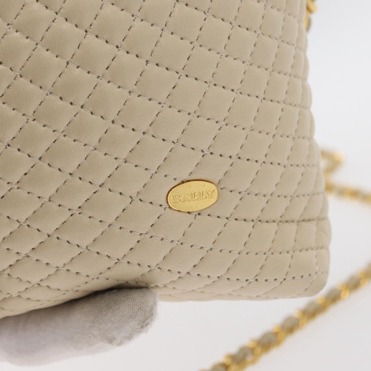 Bally Vintage Chain Quilted Leather Beige Leather Shoulder Bag Bag (Pre-Owned)