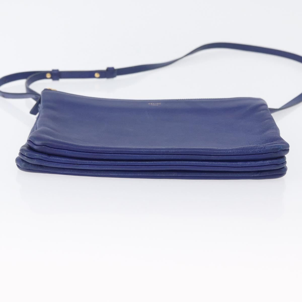 Celine Trio Leather Blue Leather Shoulder Bag Bag (Pre-Owned)