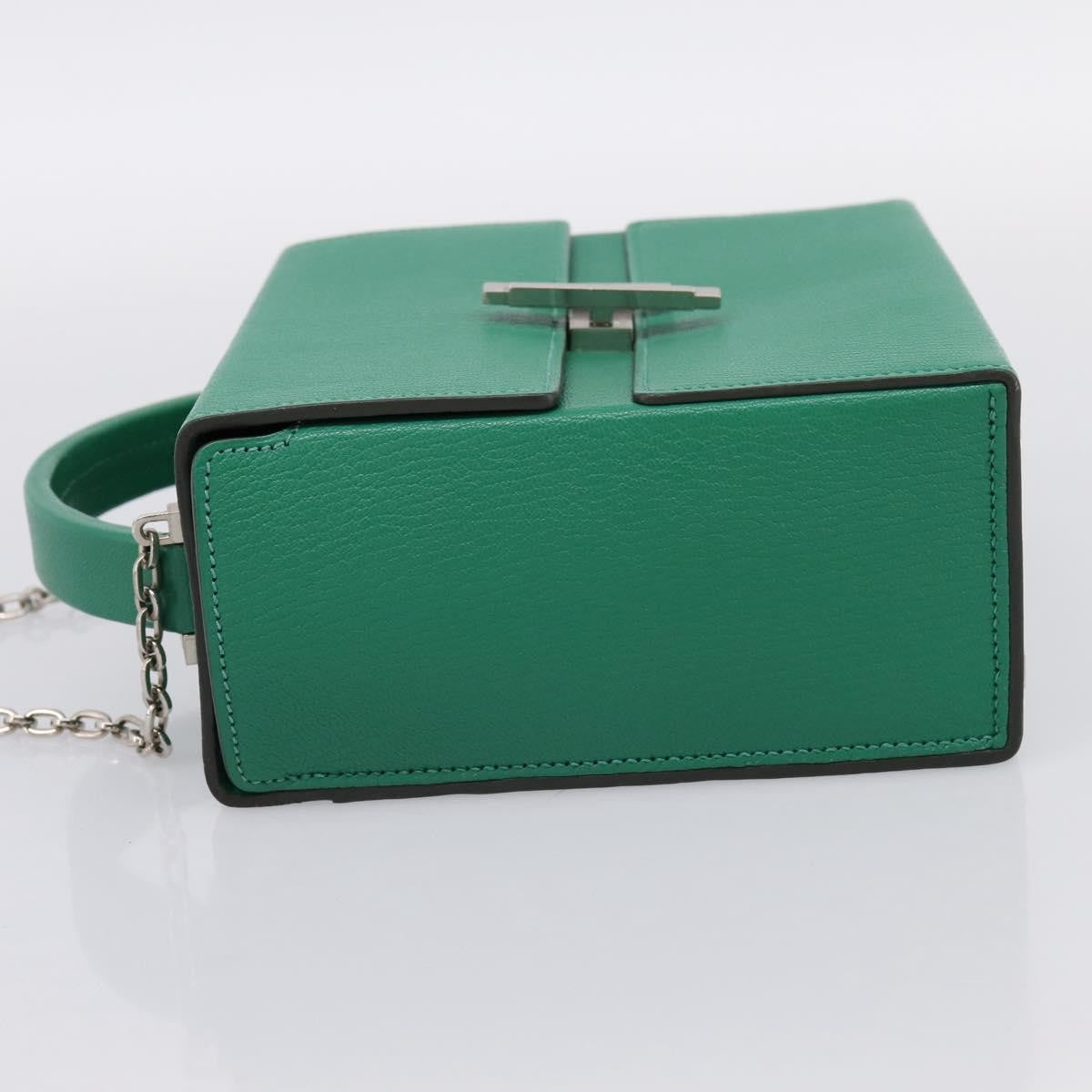 Hermes Cinhetic Top Handle Chevre Mysore Green Leather Handbag (Pre-Owned)